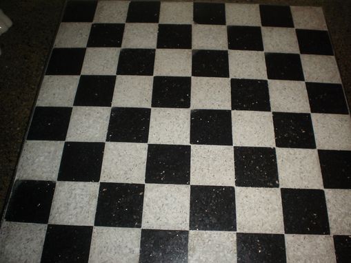 Custom Made Black Granite And White Concrete Squared Chess Board