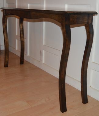 Custom Made Solid Maple Stained Cabrio Console Table With Curved Legs