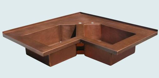 Custom Made Copper Sink With 5-Sided Bowls & Backsplash