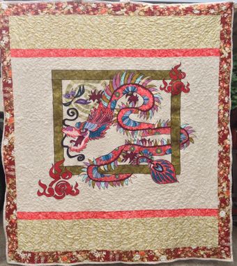 Custom Made Custom Appliquéd 3d Effect Oriental Dragon Quilt