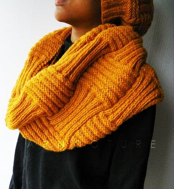 Custom Made The Basketweave Textured Infinity Cowl - In Mustard / Unisex / Fall, Winter, Spring, Summer Fashion