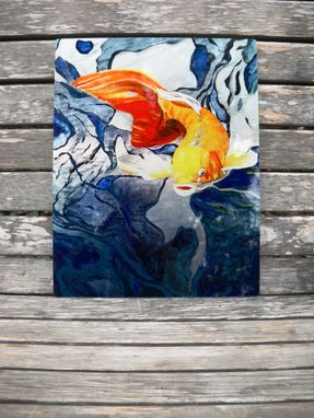 Custom Made Koi Fish On Metal Aluminum Print, 'Swimming Through Color'