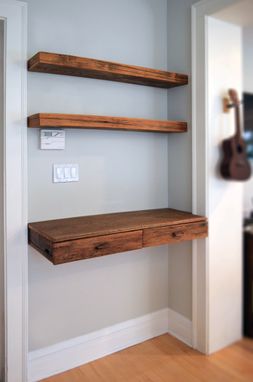 Custom Made Reclaimed Wood Desk And Shelves–Construction & Installation