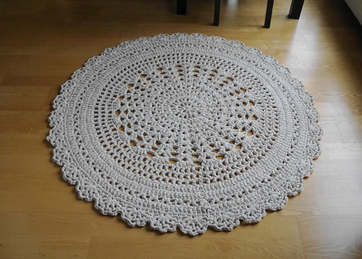 Custom Made Large Nature White Crochet Rug, Handmade Rugs, Home Decor, Crochet Rug