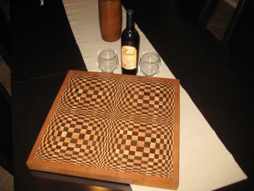Custom Made Butterfly Pattern Maple, Cherry, And Walnut Cutting Board