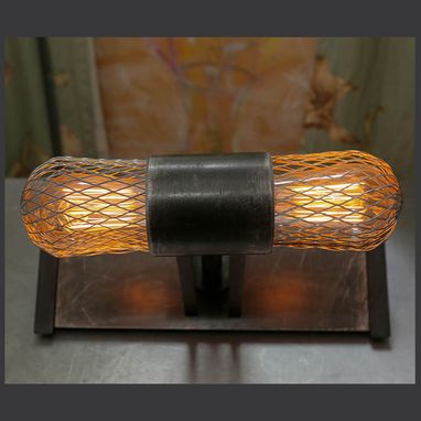 Custom Made Industrial Caged Desk Lamp