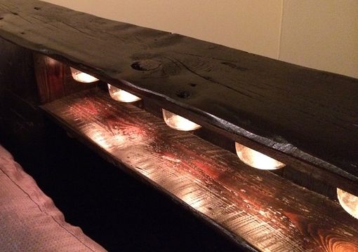 Custom Made Rustic Reclaimed Platform Bed With Drawers And Lighting