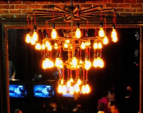 Custom Made 3 Tier 30 Bulb Chandelier - Industrial Steampunk - Black Malleable Iron