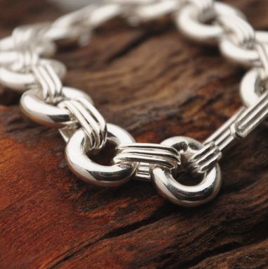 Custom Made Large Sterling Silver Triple Link Bracelet