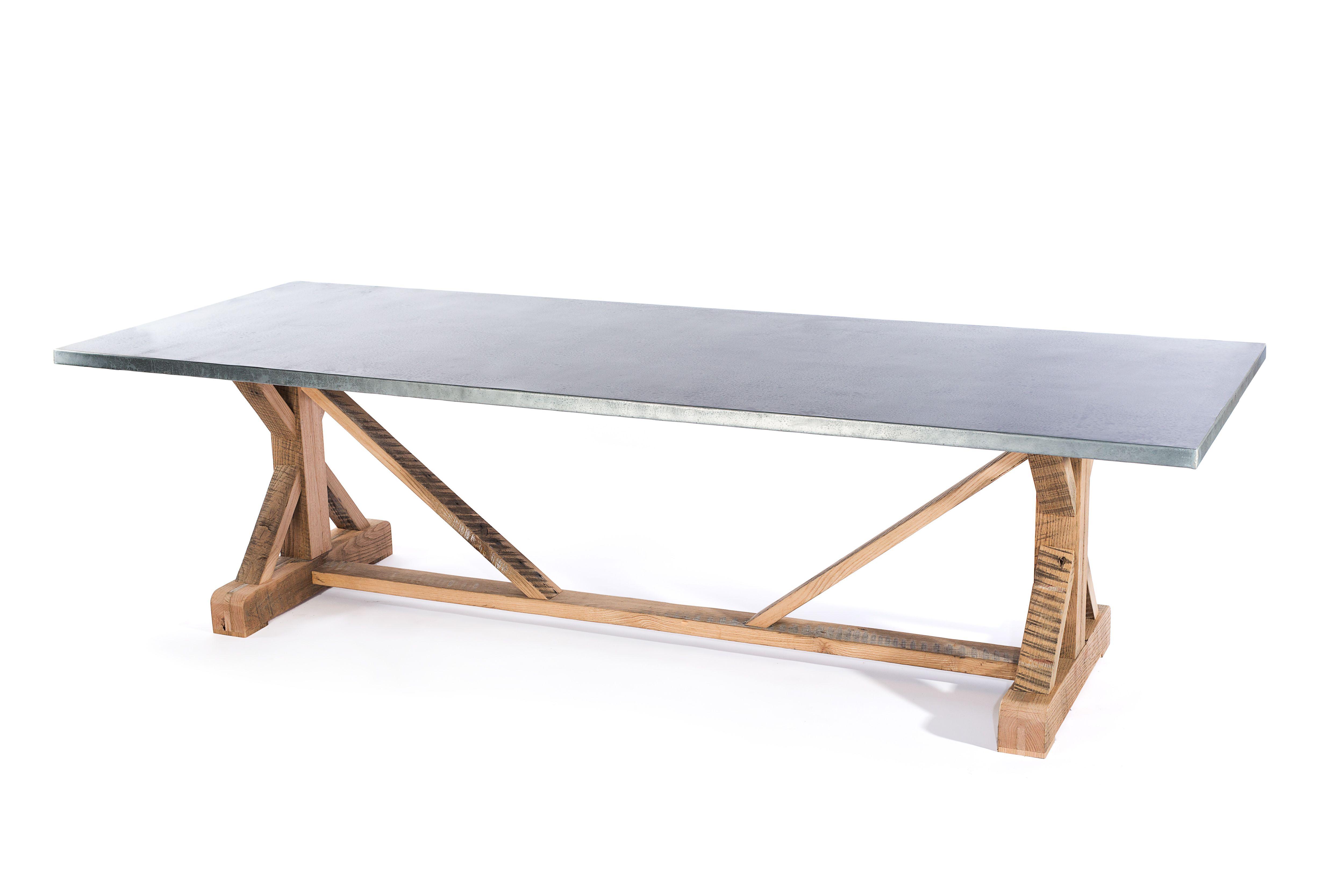 Buy Custom Made Zinc Table Zinc Dining Table French Trestle Zinc Top Table, made to order from