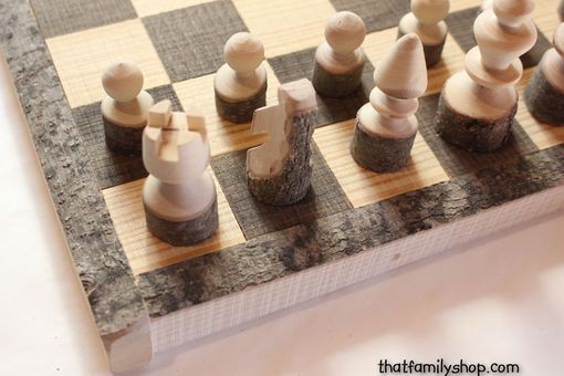 buy a hand crafted rustic log chess set with board, made