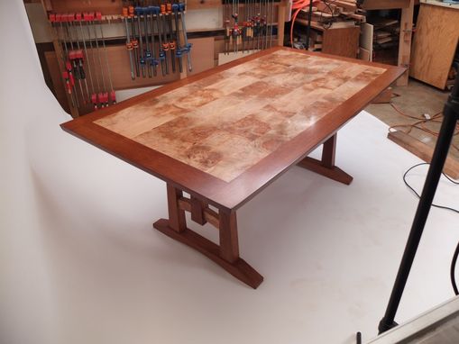 Custom Made Oak And Burl Maple Dining Table