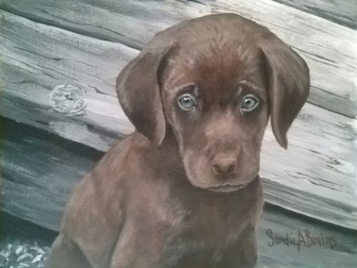 Custom Made Artist Rendition Of A Chocolate Labrador Puppy
