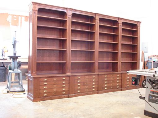 Custom Made Bookcase With Map Drawers