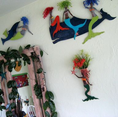 Custom Made Handmade Upcycled Metal Wall Sconce With Mermaid