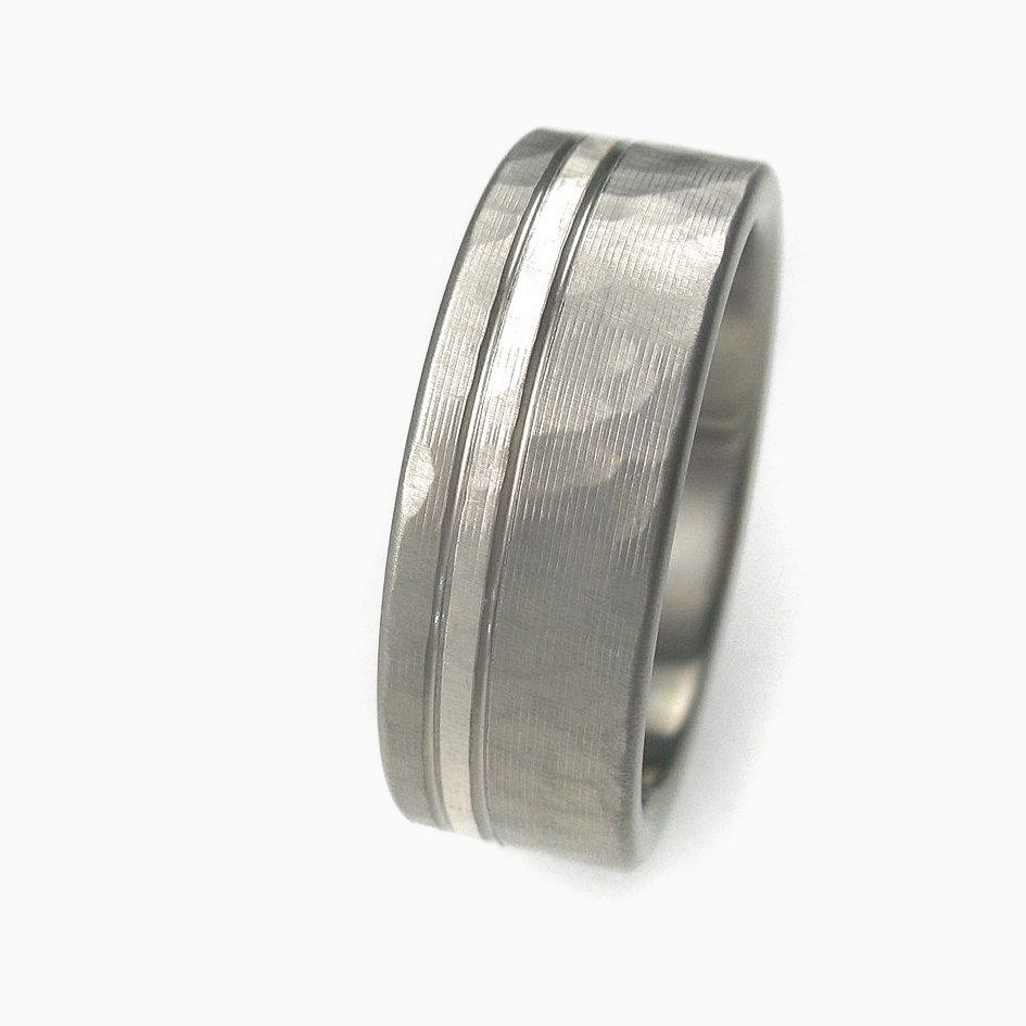 Buy A Hand Crafted Men S Wedding Band Titanium Silver Hammered