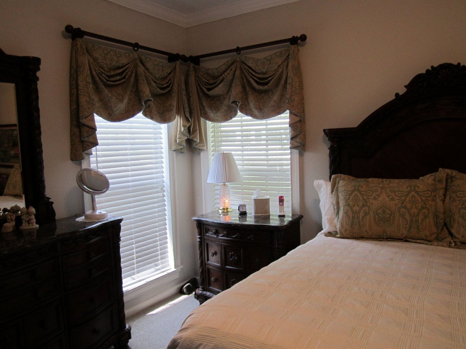 Custom Valances For Master Bedroom With Matching Pillow Shams By