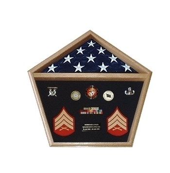 Custom Made Pentagon Military Shadow Box, Pentagon Flag Display Case