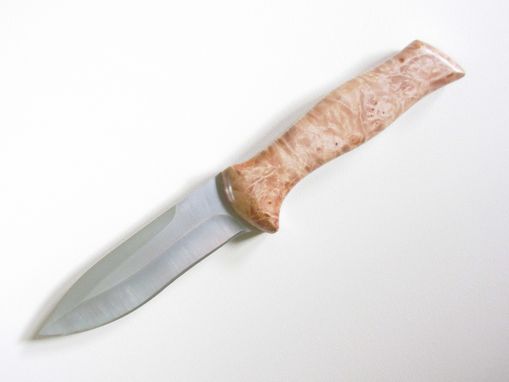 Custom Made Spear Point Hunter's - Stainless Steel Blade - Big Leaf Maple Burl Wood Handle