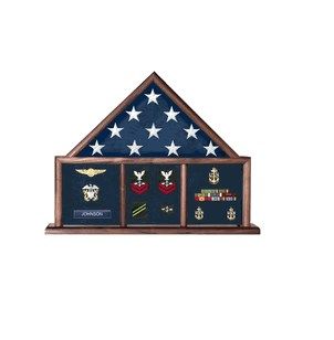 Custom Made Flag And Memorabilia Display Case Double-Strength Glass Front