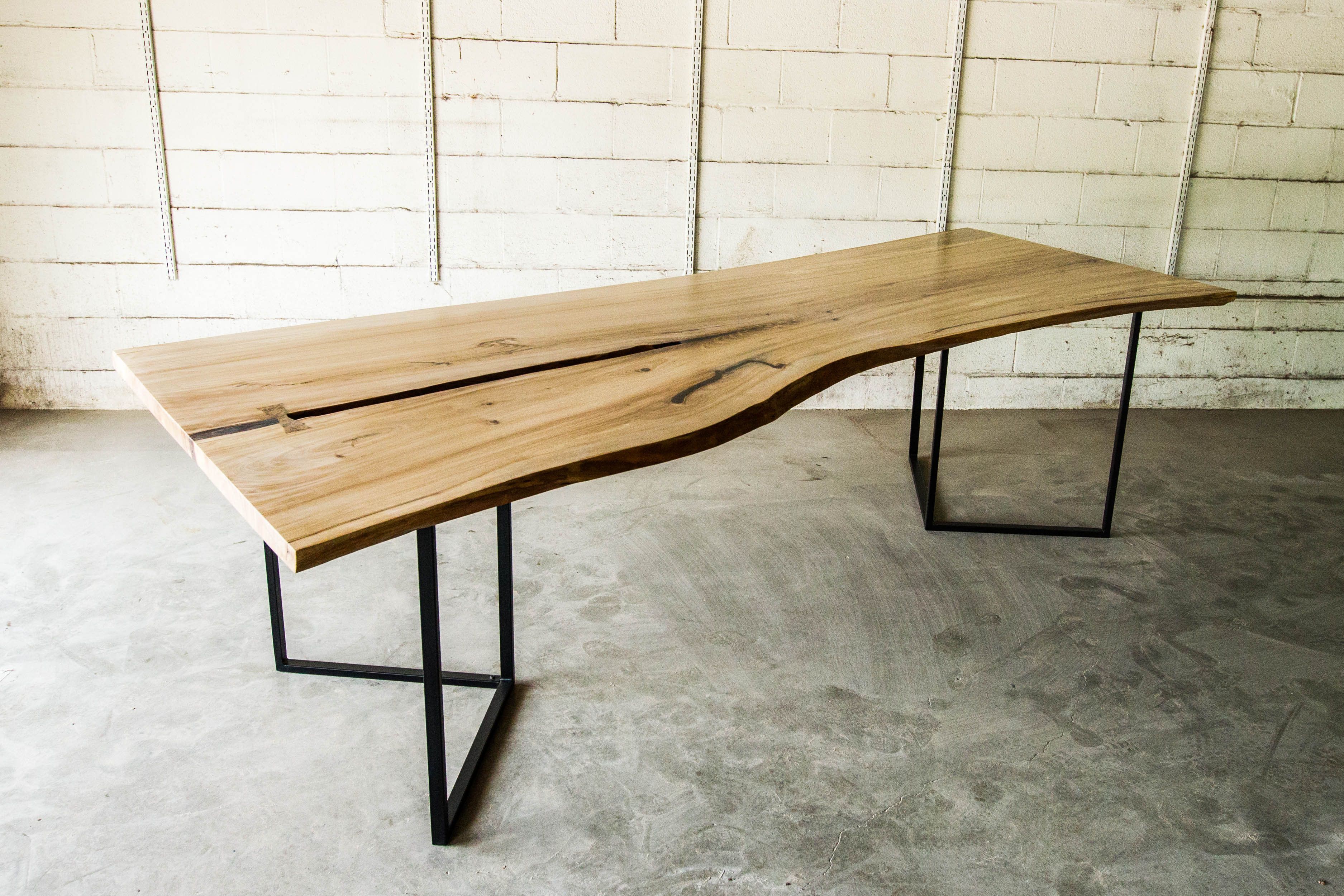 Custom Made Modern Red Elm Live Edge Dining / Conference Table by