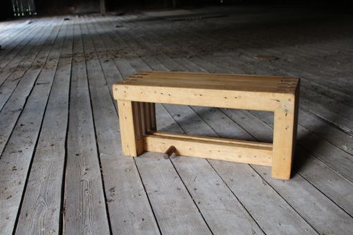 Custom Made Bowling Alley Bench That Doubles As A Stool, Or Small Coffee Table That Doubles As A Plant Stand