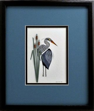 Custom Made Blue Herons -  Quilled Framed Wall Art New Hampshire Herons