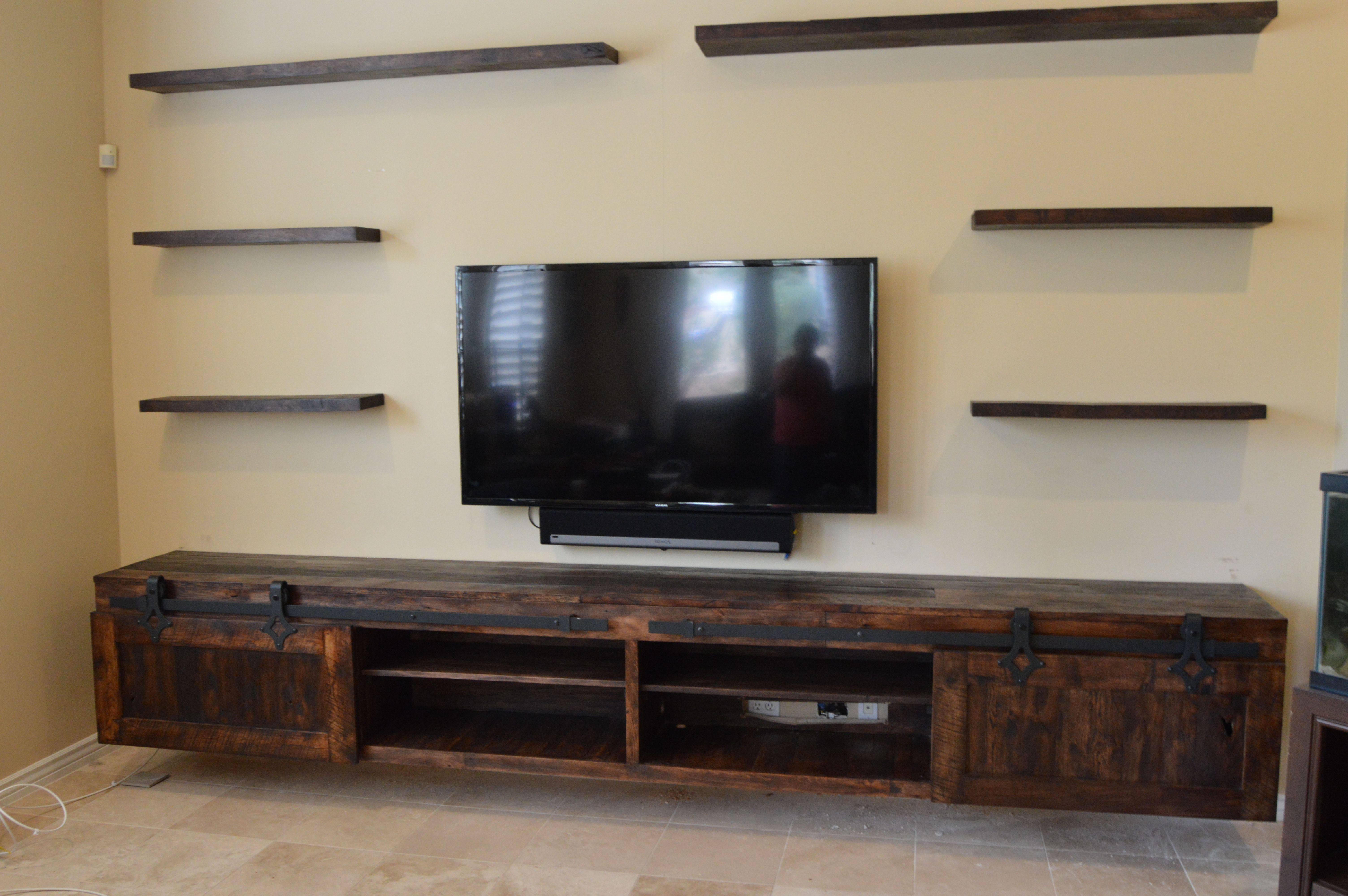 Buy Custom Made Retro Barn Wood Entertainment Center, made to order