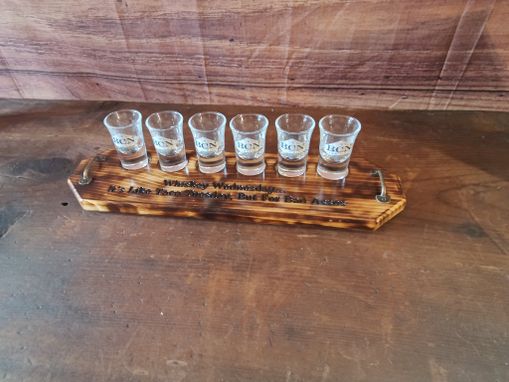 Custom Made Engraved Whiskey Tasting Flight Set And Shot Glass Display Tray