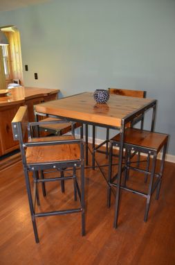 Custom Made Urban Industrial Bistro/Pub Dining Table With 4 Stools