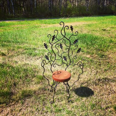 Custom Made Hand Forged Wrought Iron, Oak Leaf And Scroll Garden Chair.