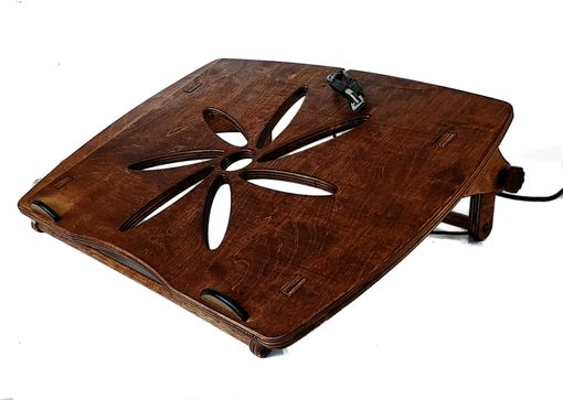 Custom Made Laptop Computer Stand With Cooling Vents, Two Angle Heights And Easy Carry Handle