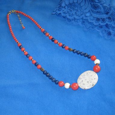 Custom Made Blue Lapis And Agate Gold Necklace