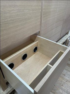 Custom Made White Oak Vanity With Contemporary Inset Face Frame