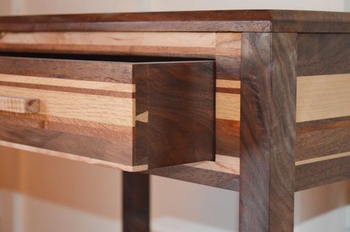 Custom Made Figured Walnut, Maple And Combination Solid Wood Federal Side Table