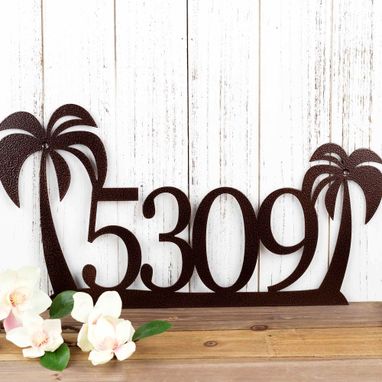 Custom Made Palm Tree Address Sign, Palm Tree House Number Sign, Metal Sign, Metal Wall Art, Outdoor Address