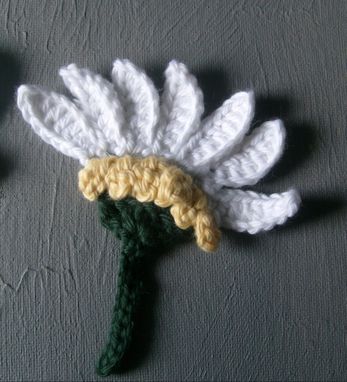 Custom Made Crocheted Half Daisy Flower Embellishments - In White