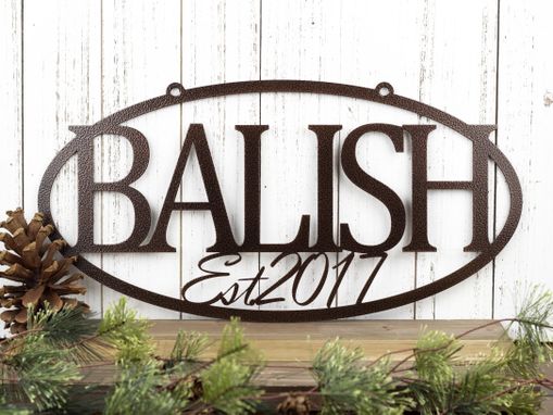 Custom Made Family Last Name Established Year Oval Metal Sign