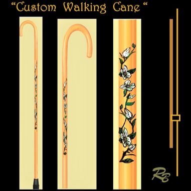 Custom Made Cane, Walking Cane, Custom, Personalized, Hand Painted, Wood Burned