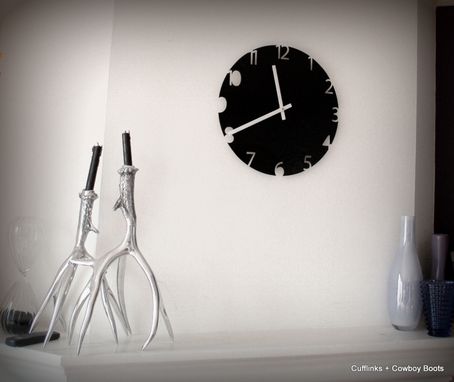 Custom Made Home Wall Decor - Wall Clock: Black Acrylic Inverse Naked Clock