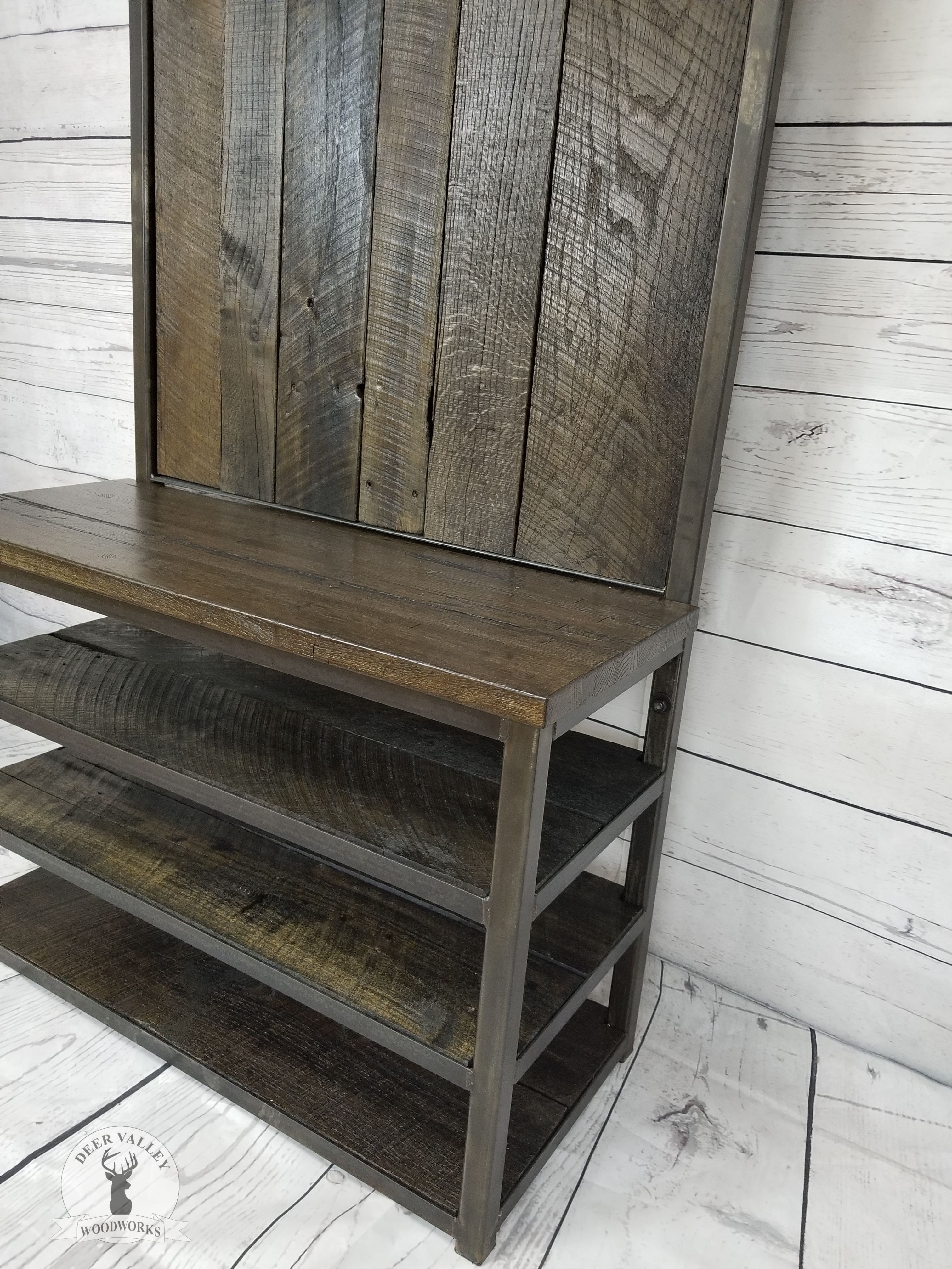 Buy Hand Crafted Reclaimed Barnwood Hall Tree, made to order from Deer