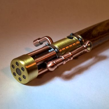 Custom Made Steampunk Pen In Bocote And Antique Brass And Copper