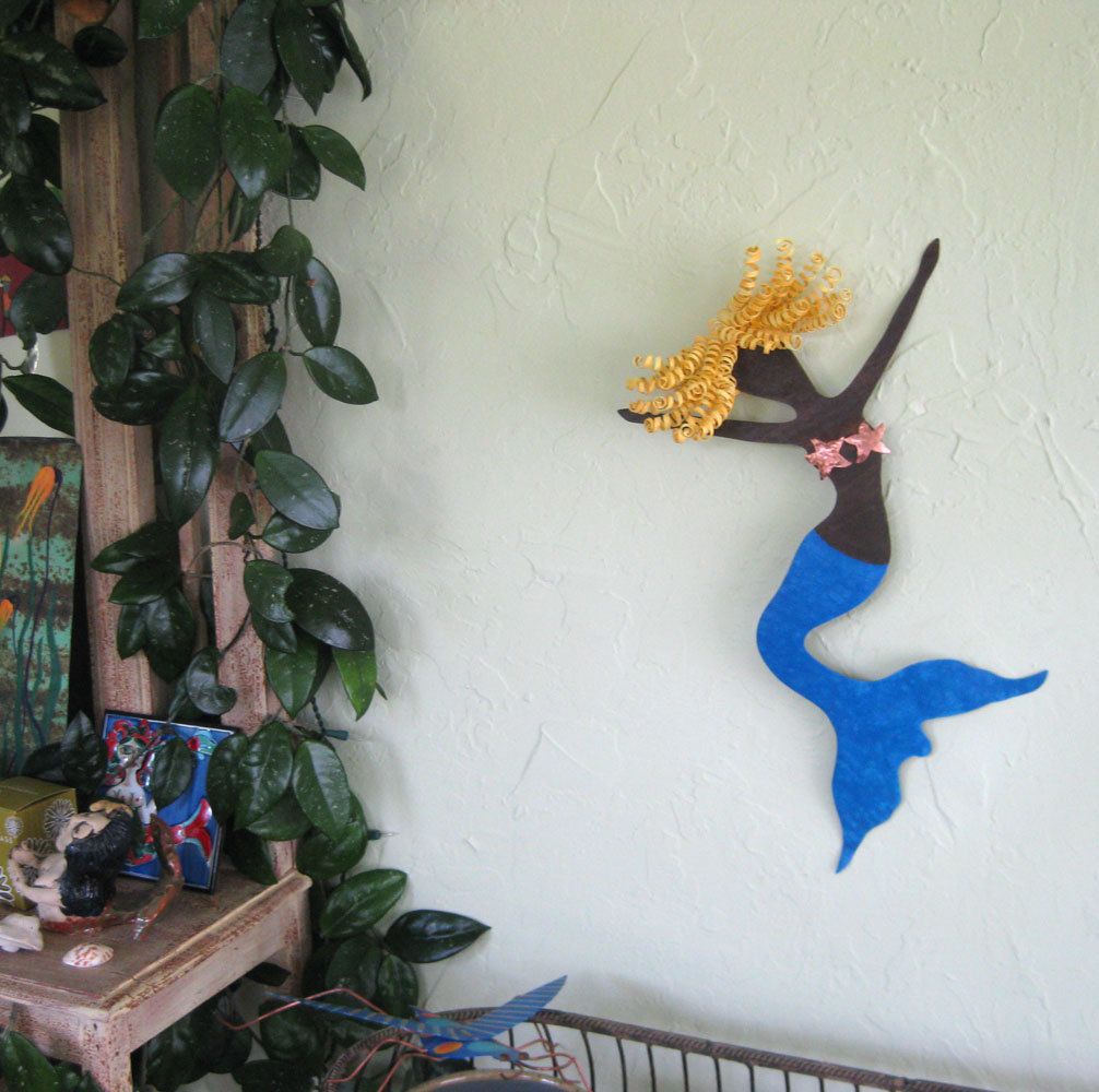 Custom Mermaid Wall Art Sculpture Faye Ocean Beach House Wall Decor