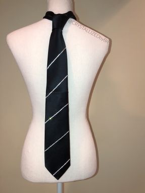 Custom Made Crystallized Men's Tie Striped Bling Genuine European Crystals Any Color