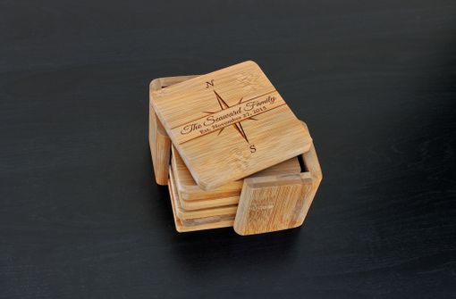 Custom Made Custom Bamboo Coasters, Custom Engraved Coasters --Cst-Bam-Seaward Family