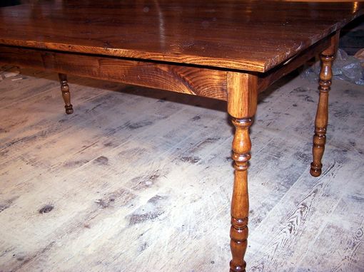 Custom Made Reclaimed Chestnut Virginia Farm Table With Turned Legs