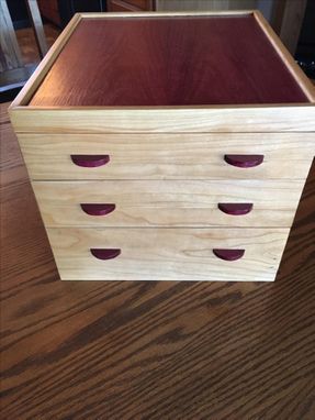 Custom Made Cherry And Purpleheart 3 Drawer Jewelry Box