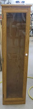 Custom Made Solid Oak Enclosed Nic Nac Display Case W/Oak Framed Glass Door