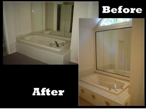 Custom Made Bath Tub Wrap And Frame Mirror