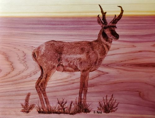 Custom Made Cedar Pronghorn Wood Burning